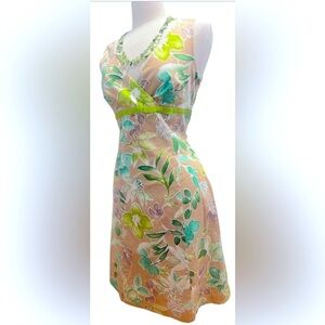 Maggy London Floral 🌿Green and Cream Midi Dress